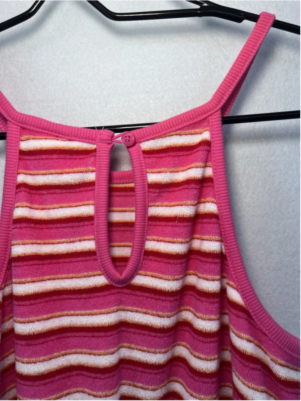 Old Navy Girls Terry Romper Shorts Pink Striped Youth Size Large 10-12 Summer